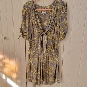 Anthropologie Yoana Baraschi Grey & Yellow Dress